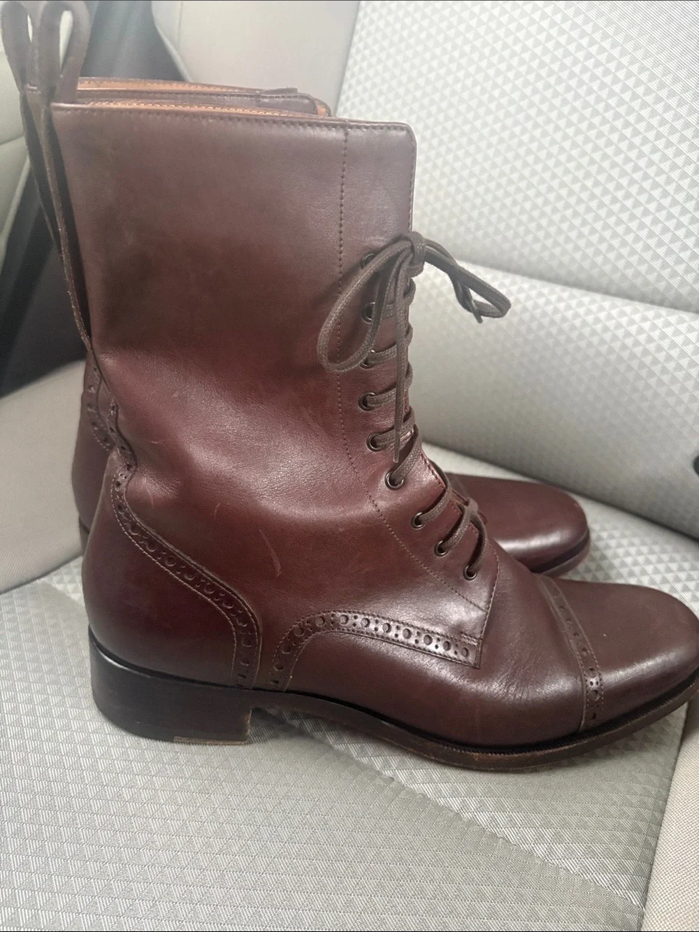 Christian Louboutin Men's Brown Leather Lace Up Ankle Boots  42